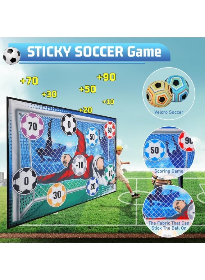 MIXDE Soccer Ball Game Set for Kids, Indoor Outdoor Backyard Toss Soccer Goal Game with Velcro Balls, Foldable Flannel Goals, Toddlers Gift for 3 4 5 6 7 8 Year Old Boy Toys Birthday - Image 2